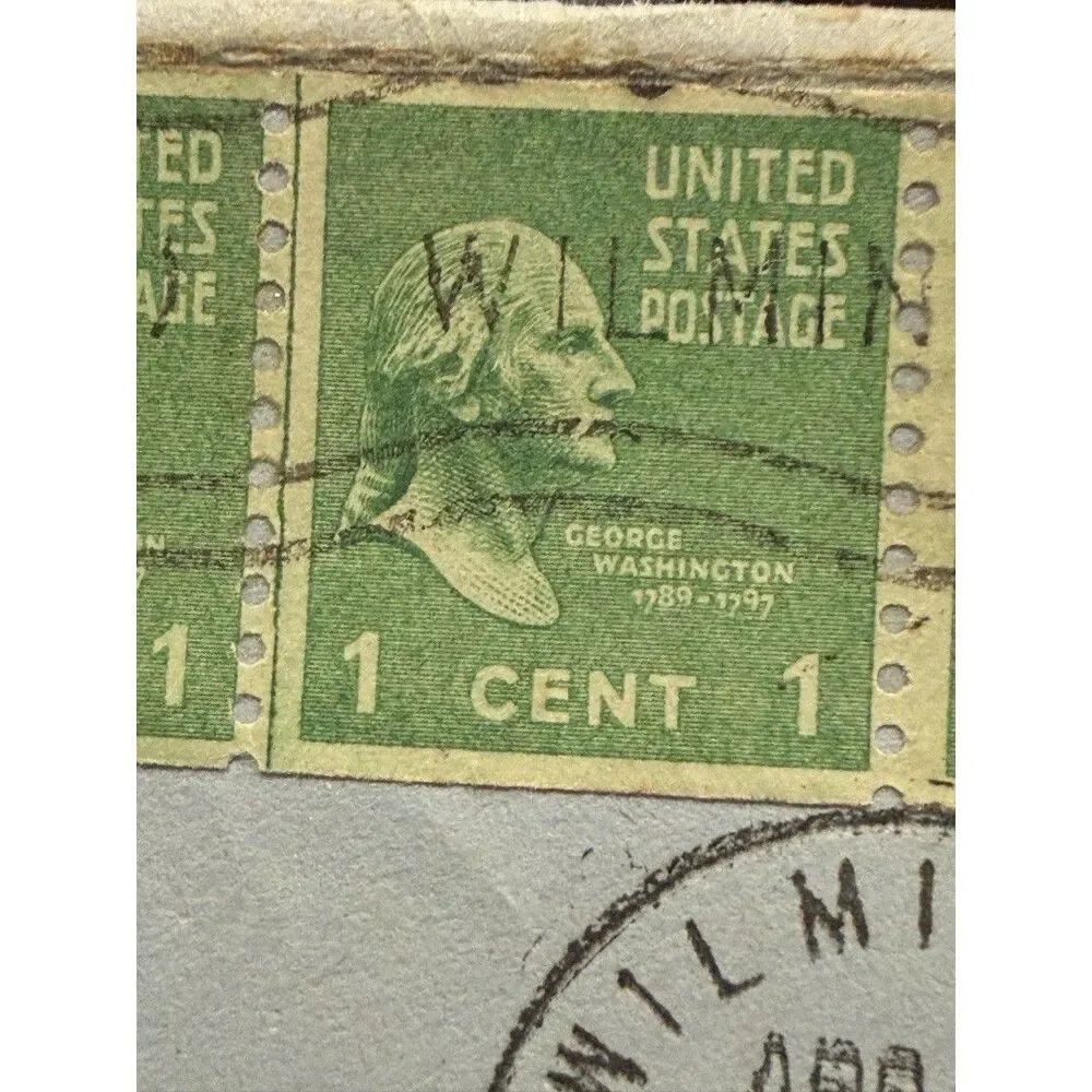 George Washington 1 One Cent Stamp 1789-1797 Green (13 Attached ) as shown - Picture 4 of 5